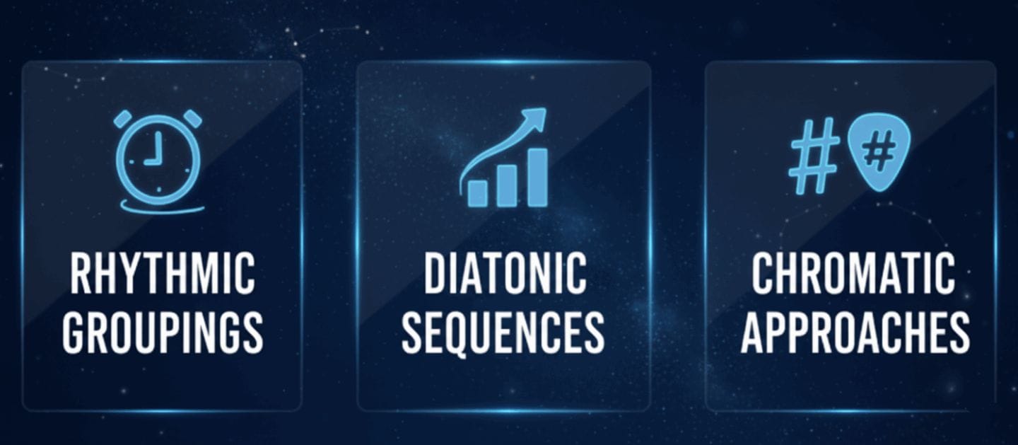 Rhythmic groupings, diatonic sequences, chromatic approaches